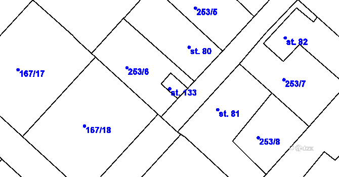 Parcela st. 133 v KÚ Krašovice u Plzně, Katastrální mapa