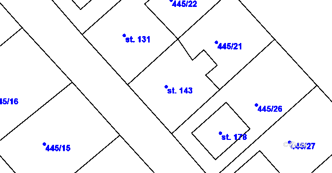 Parcela st. 143 v KÚ Krašovice u Plzně, Katastrální mapa