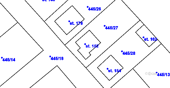 Parcela st. 152 v KÚ Krašovice u Plzně, Katastrální mapa