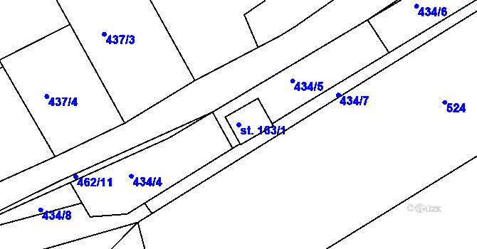 Parcela st. 163/1 v KÚ Krašovice u Plzně, Katastrální mapa