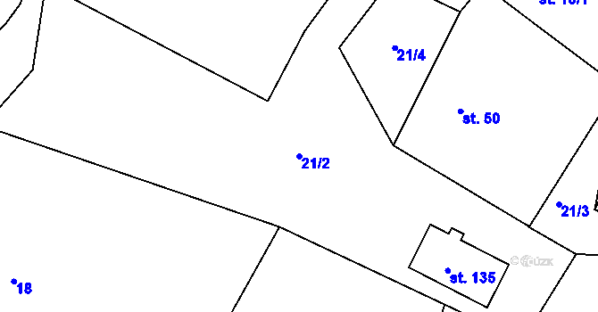 Parcela st. 21/2 v KÚ Krašovice u Plzně, Katastrální mapa