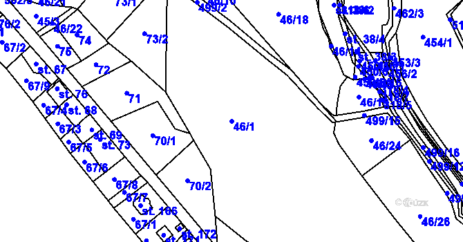 Parcela st. 46/1 v KÚ Krašovice u Plzně, Katastrální mapa