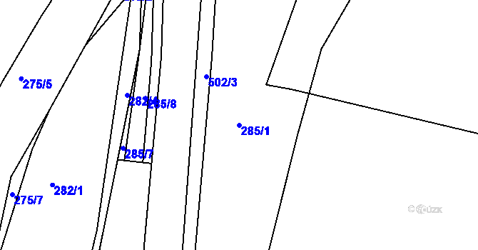 Parcela st. 285/1 v KÚ Krašovice u Plzně, Katastrální mapa