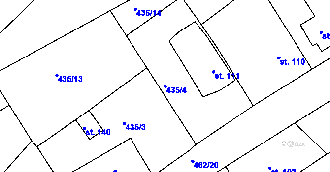 Parcela st. 435/4 v KÚ Krašovice u Plzně, Katastrální mapa