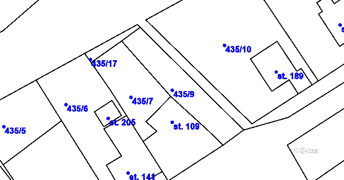 Parcela st. 435/9 v KÚ Krašovice u Plzně, Katastrální mapa