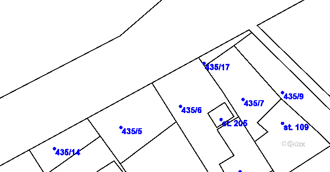 Parcela st. 435/16 v KÚ Krašovice u Plzně, Katastrální mapa