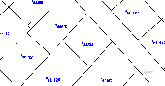 Parcela st. 445/4 v KÚ Krašovice u Plzně, Katastrální mapa
