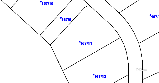 Parcela st. 167/11 v KÚ Krašovice u Plzně, Katastrální mapa