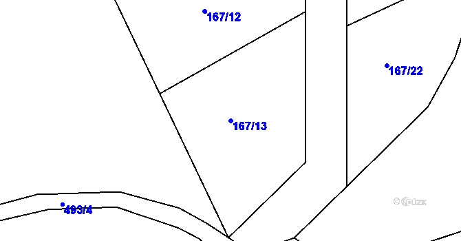 Parcela st. 167/13 v KÚ Krašovice u Plzně, Katastrální mapa