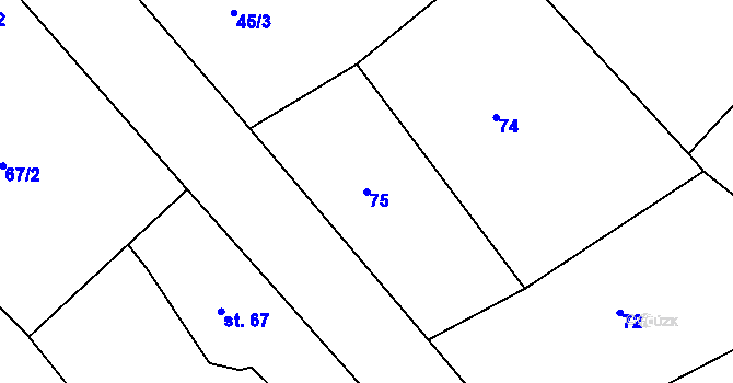 Parcela st. 75 v KÚ Krašovice u Plzně, Katastrální mapa