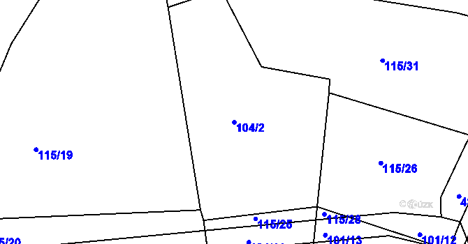 Parcela st. 104/2 v KÚ Krašovice u Plzně, Katastrální mapa