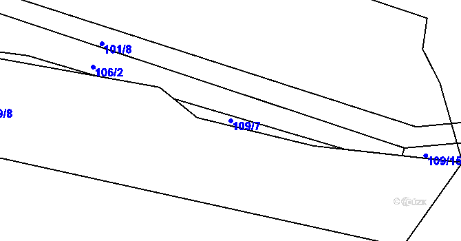 Parcela st. 109/7 v KÚ Krašovice u Plzně, Katastrální mapa