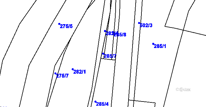 Parcela st. 285/7 v KÚ Krašovice u Plzně, Katastrální mapa