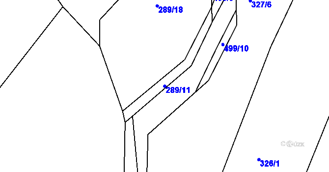 Parcela st. 289/11 v KÚ Krašovice u Plzně, Katastrální mapa