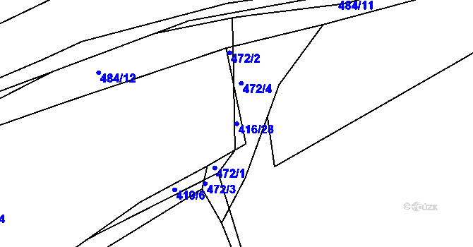 Parcela st. 416/28 v KÚ Krašovice u Plzně, Katastrální mapa