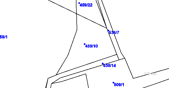 Parcela st. 459/10 v KÚ Krašovice u Plzně, Katastrální mapa