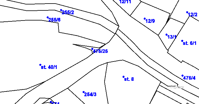 Parcela st. 476/20 v KÚ Krašovice u Plzně, Katastrální mapa