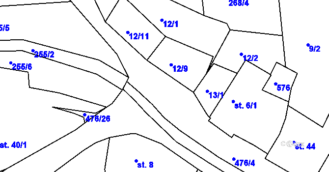 Parcela st. 476/21 v KÚ Krašovice u Plzně, Katastrální mapa