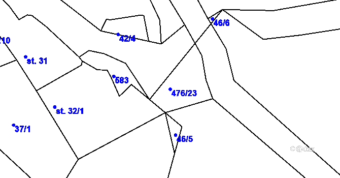 Parcela st. 476/23 v KÚ Krašovice u Plzně, Katastrální mapa