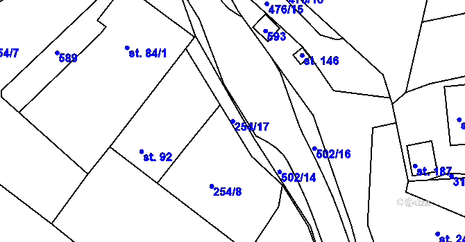 Parcela st. 254/17 v KÚ Krašovice u Plzně, Katastrální mapa