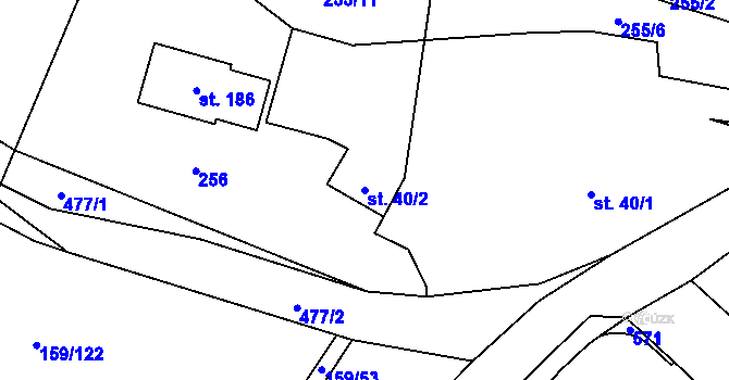 Parcela st. 40/2 v KÚ Krašovice u Plzně, Katastrální mapa