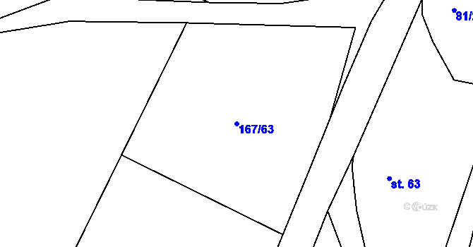 Parcela st. 167/63 v KÚ Krašovice u Plzně, Katastrální mapa