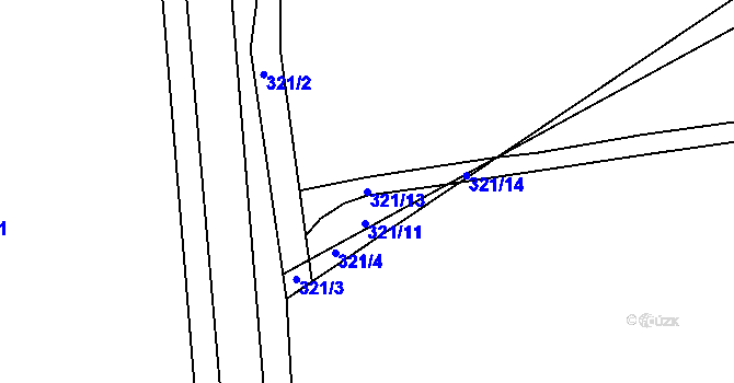 Parcela st. 321/13 v KÚ Krašovice u Plzně, Katastrální mapa