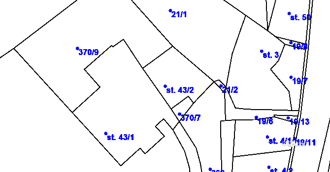 Parcela st. 43/2 v KÚ Krátká Ves, Katastrální mapa