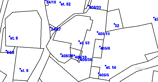 Parcela st. 53 v KÚ Krátká Ves, Katastrální mapa
