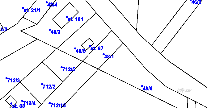 Parcela st. 48/1 v KÚ Krátká Ves, Katastrální mapa