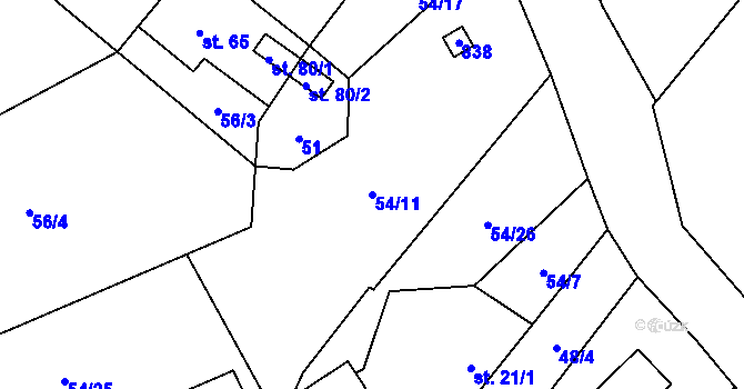 Parcela st. 54/11 v KÚ Krátká Ves, Katastrální mapa
