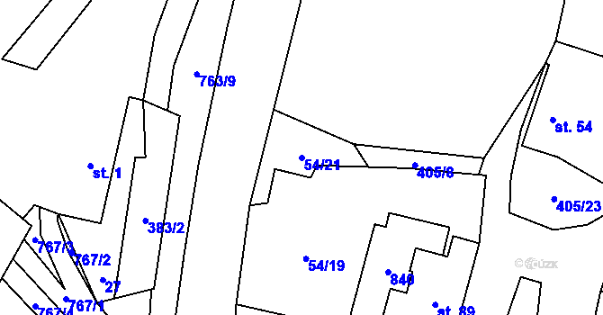 Parcela st. 54/21 v KÚ Krátká Ves, Katastrální mapa