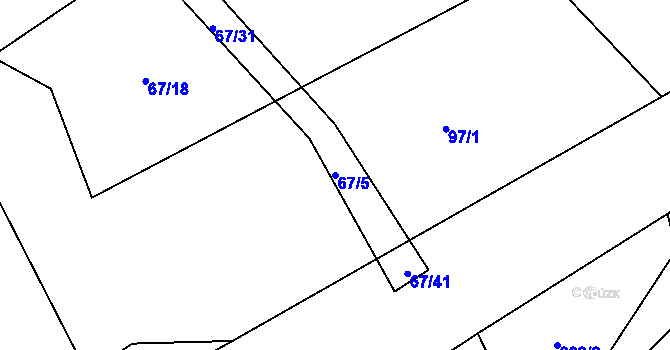 Parcela st. 67/5 v KÚ Krátká Ves, Katastrální mapa
