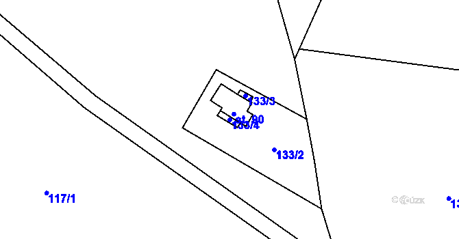 Parcela st. 133/4 v KÚ Krátká Ves, Katastrální mapa