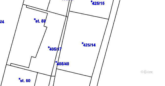 Parcela st. 425/14 v KÚ Krátká Ves, Katastrální mapa
