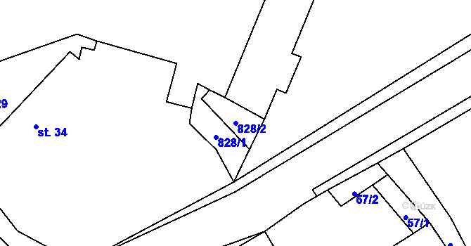 Parcela st. 828/2 v KÚ Krátká Ves, Katastrální mapa