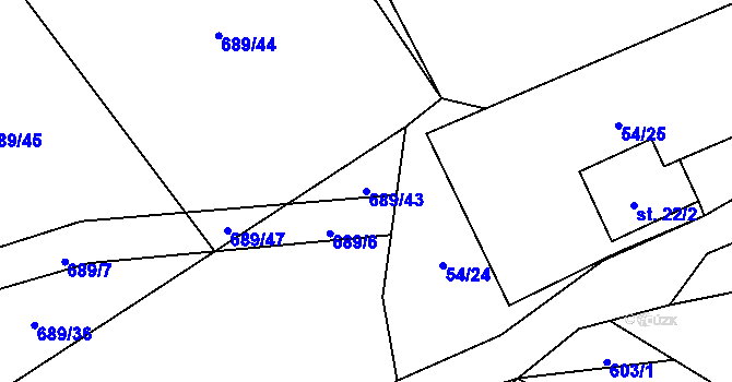 Parcela st. 689/43 v KÚ Krátká Ves, Katastrální mapa