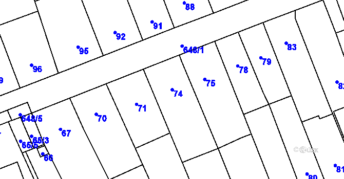 Parcela st. 74 v KÚ Kratochvilka, Katastrální mapa