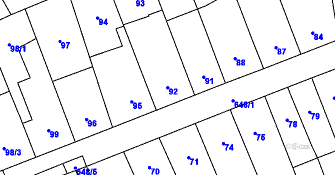 Parcela st. 92 v KÚ Kratochvilka, Katastrální mapa