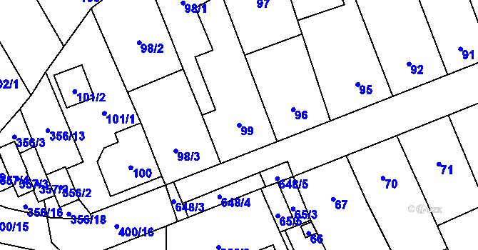 Parcela st. 99 v KÚ Kratochvilka, Katastrální mapa