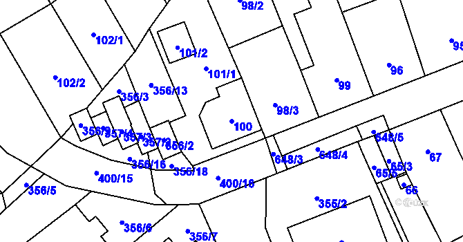 Parcela st. 100 v KÚ Kratochvilka, Katastrální mapa