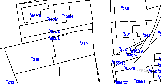 Parcela st. 219 v KÚ Kratochvilka, Katastrální mapa