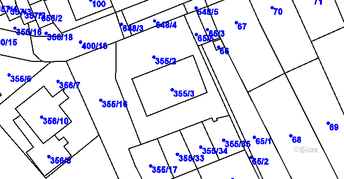 Parcela st. 355/3 v KÚ Kratochvilka, Katastrální mapa