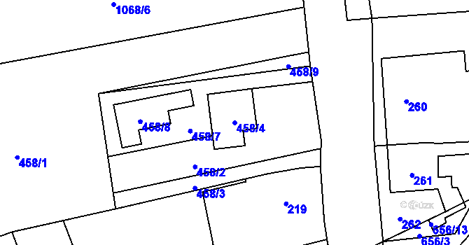 Parcela st. 458/4 v KÚ Kratochvilka, Katastrální mapa