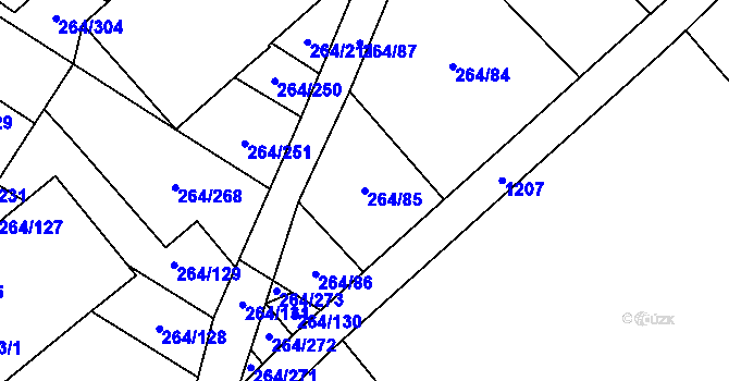 Parcela st. 264/85 v KÚ Kratochvilka, Katastrální mapa