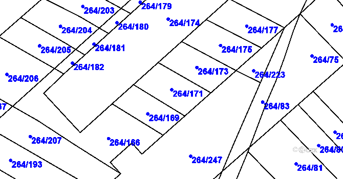 Parcela st. 264/171 v KÚ Kratochvilka, Katastrální mapa