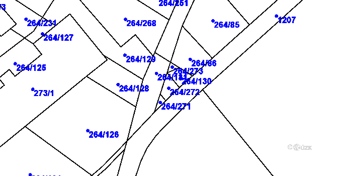 Parcela st. 264/272 v KÚ Kratochvilka, Katastrální mapa