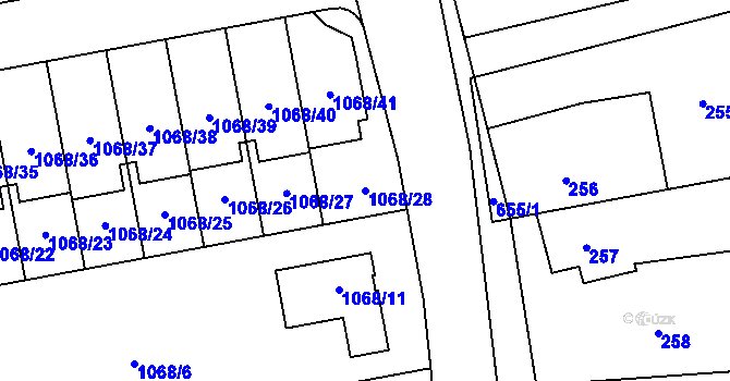 Parcela st. 1068/28 v KÚ Kratochvilka, Katastrální mapa