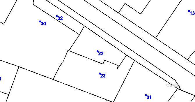 Parcela st. 22 v KÚ Kratonohy, Katastrální mapa
