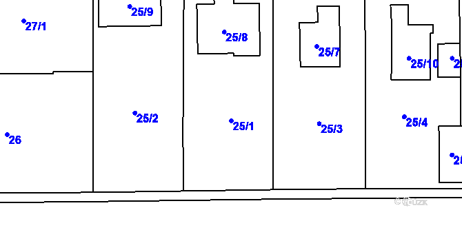 Parcela st. 25/1 v KÚ Kratonohy, Katastrální mapa